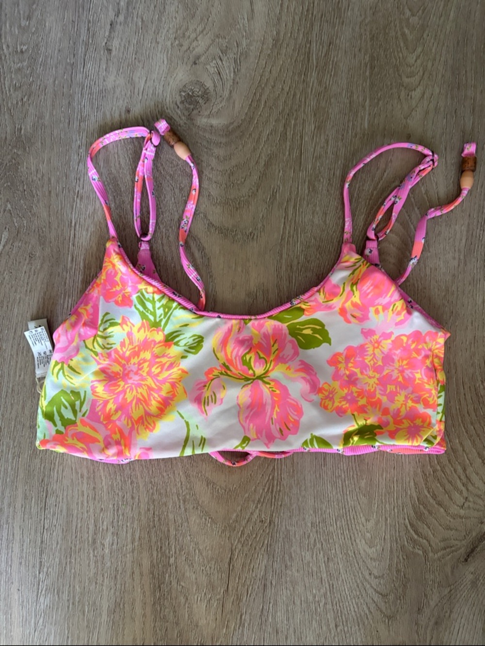 New Maaji Pink & Green Floral Bikini Top